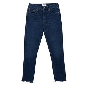 AGOLDE Sophie High Rise Skinny Crop Dark Wash Jeans Size 27 Raw Hem